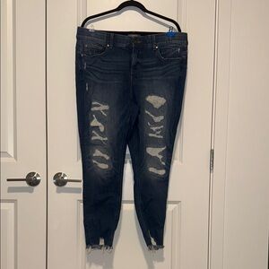 Torrid Blue Ankle Cropped Distressed Jeans